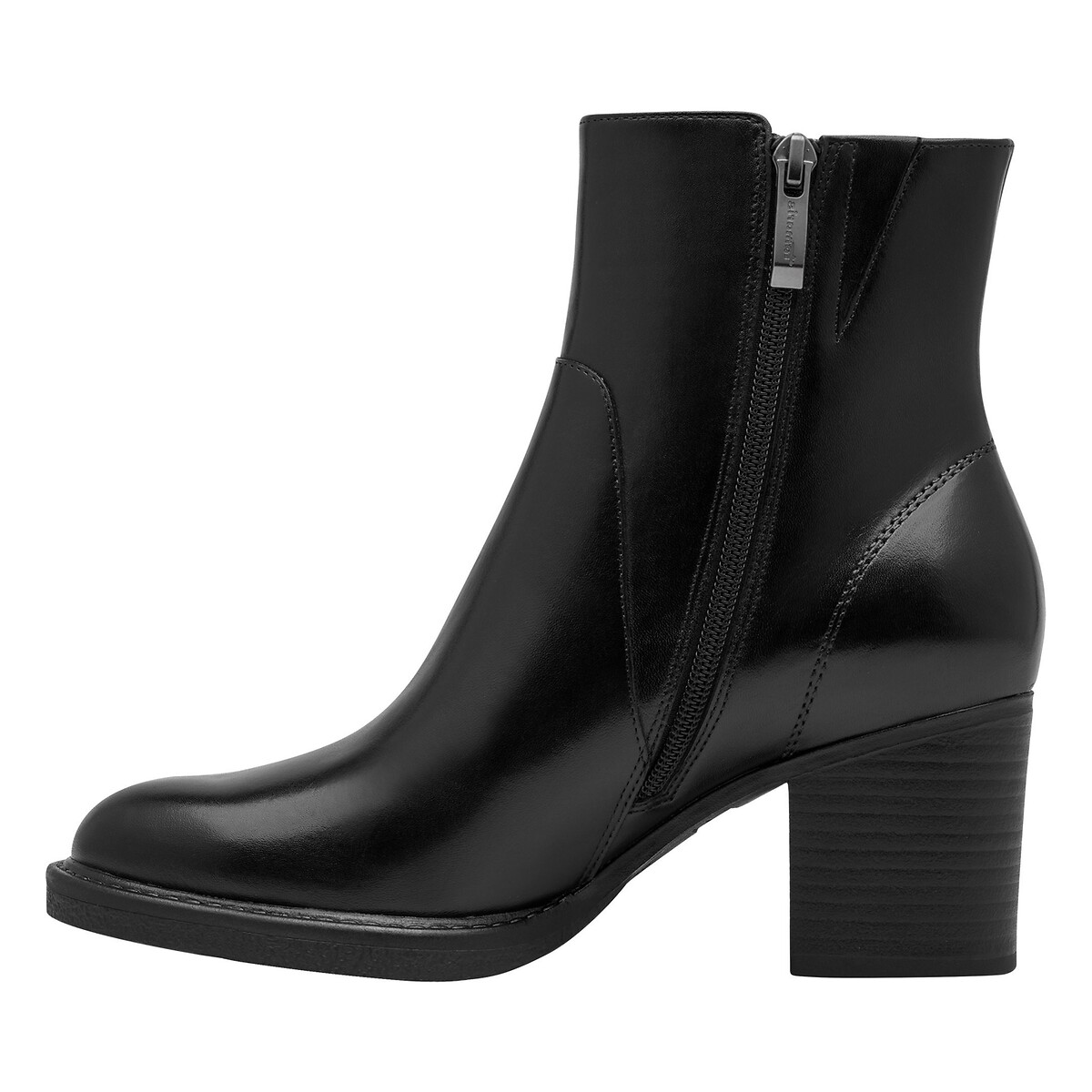 Bottines à talons, en cuir noir, TAMARIS