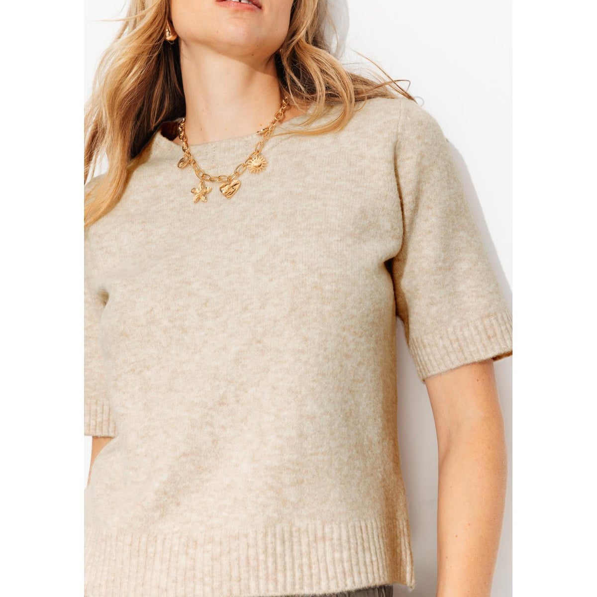 Pull manches courtes beige, PROMOD