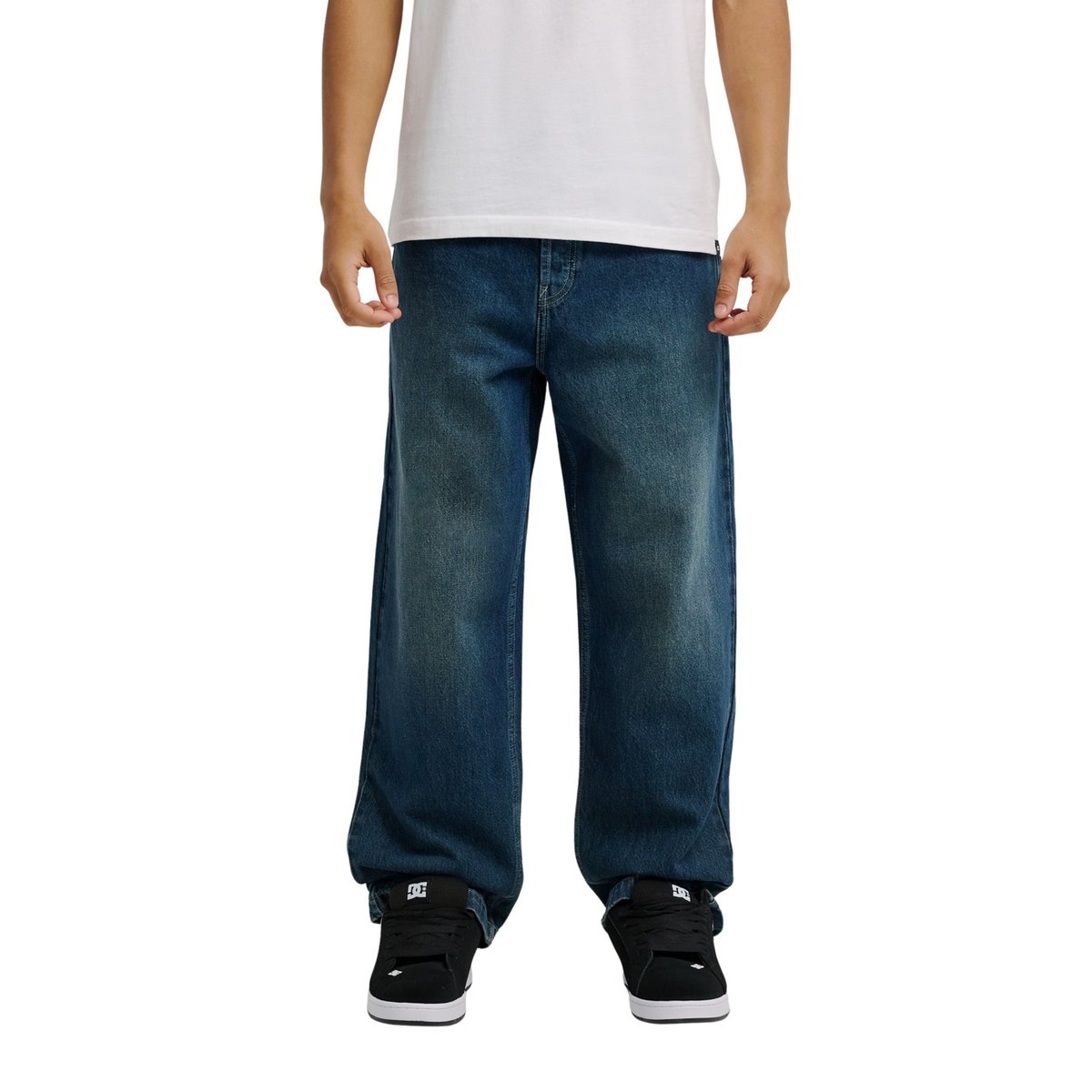 Pantalon en jean WORKER BAGGY DENIM DOUBLE THAT. bleu dark denim, DC SHOES