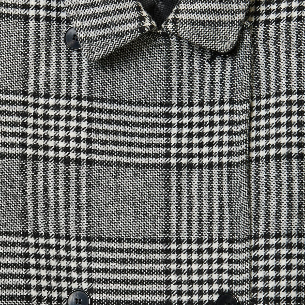 Manteau court à carreaux double boutonnage contenant de la laine gris, MONOPRIX