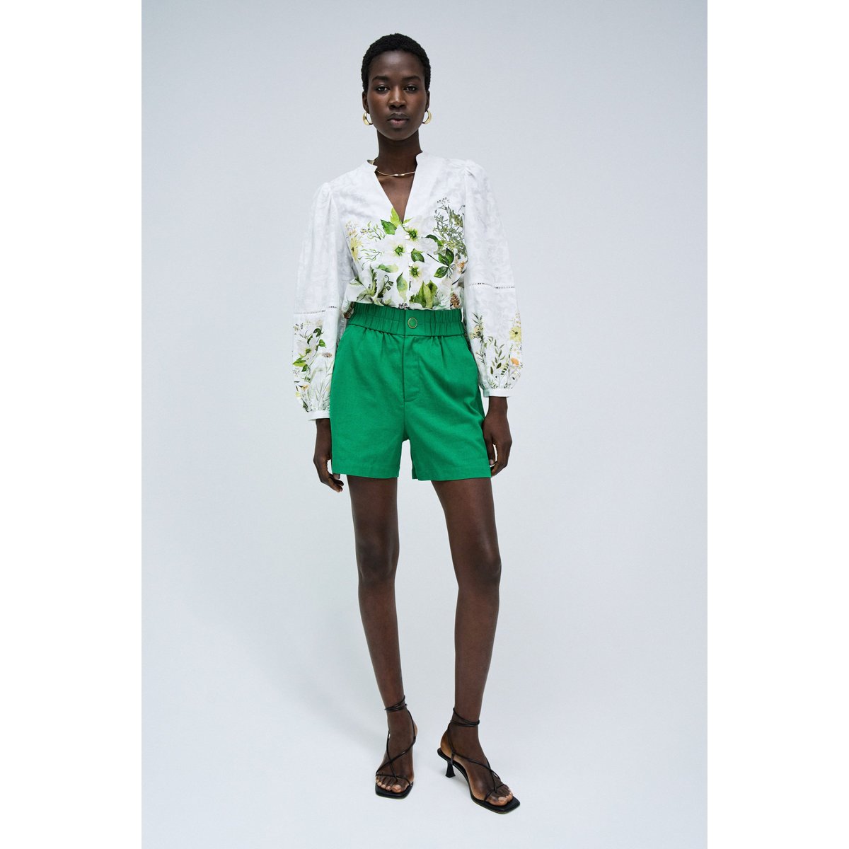 SHORT AVEC MÉLANGE DE LIN vert clair, SALSA JEANS