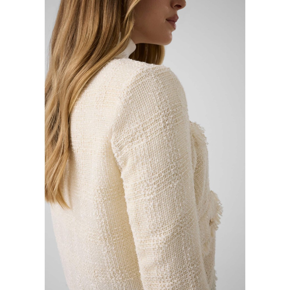 Veste En Tweed À Franges blanc, GUESS