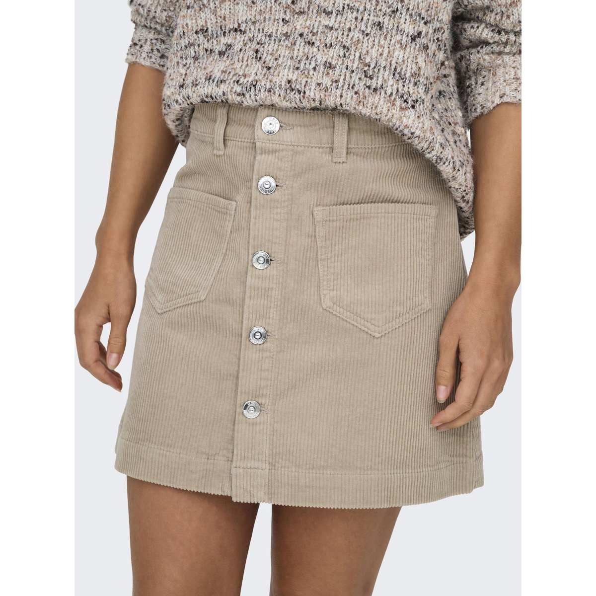 Jupe en velours, taille haute nude, ONLY