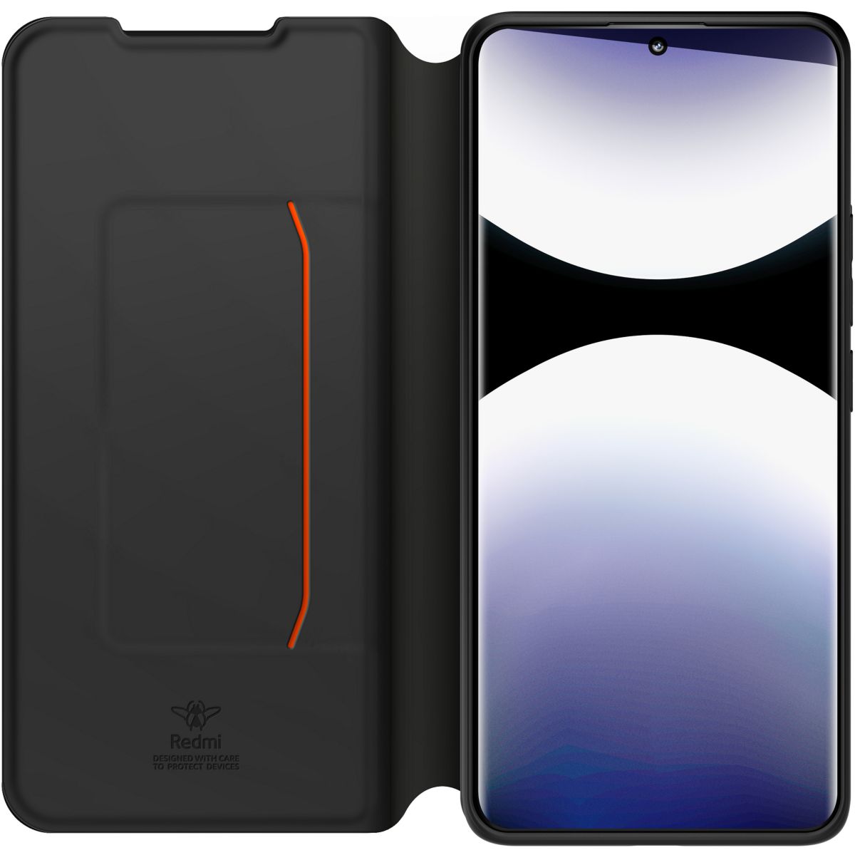Coque Redmi Note 14 Pro+ 5G folio noir couleur unique, XIAOMI
