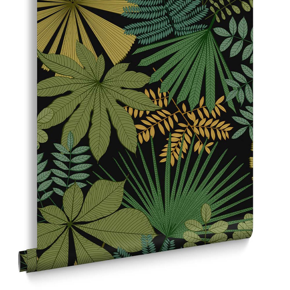 Papier peint Bohemia Black vert, ocre, noir, GRAHAM ET BROWN