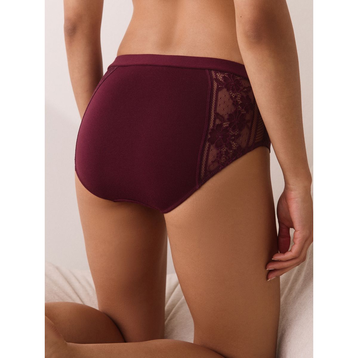 Culotte en dentelle et modal, lot de 3 violet prune, NEXT