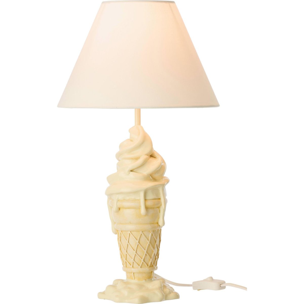 Lampe fantaisie glacée en résine jaune et beige, RECOLLECTION