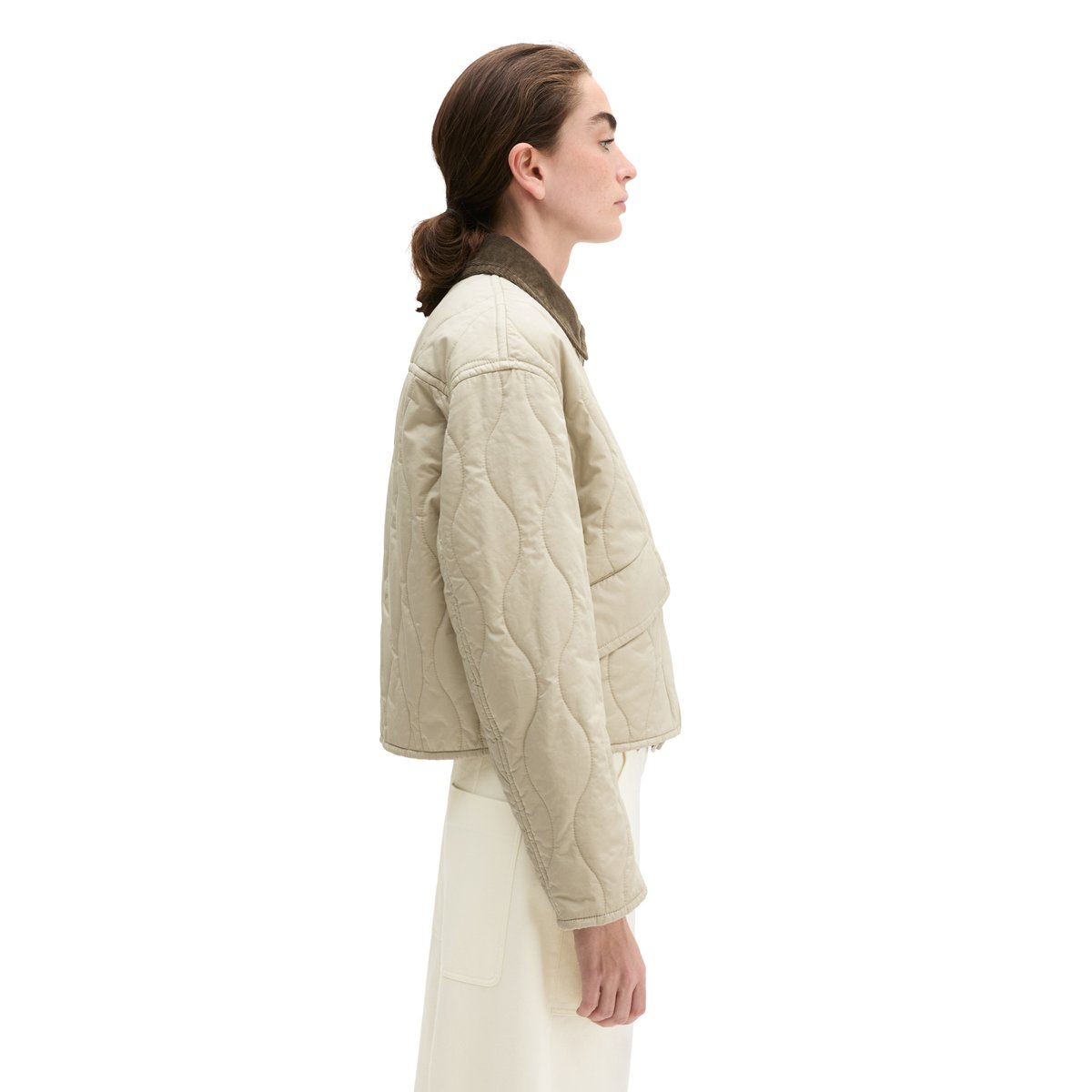 Veste matelassée en coton style barn regular en twill hydrofuge beige, MARC O'POLO