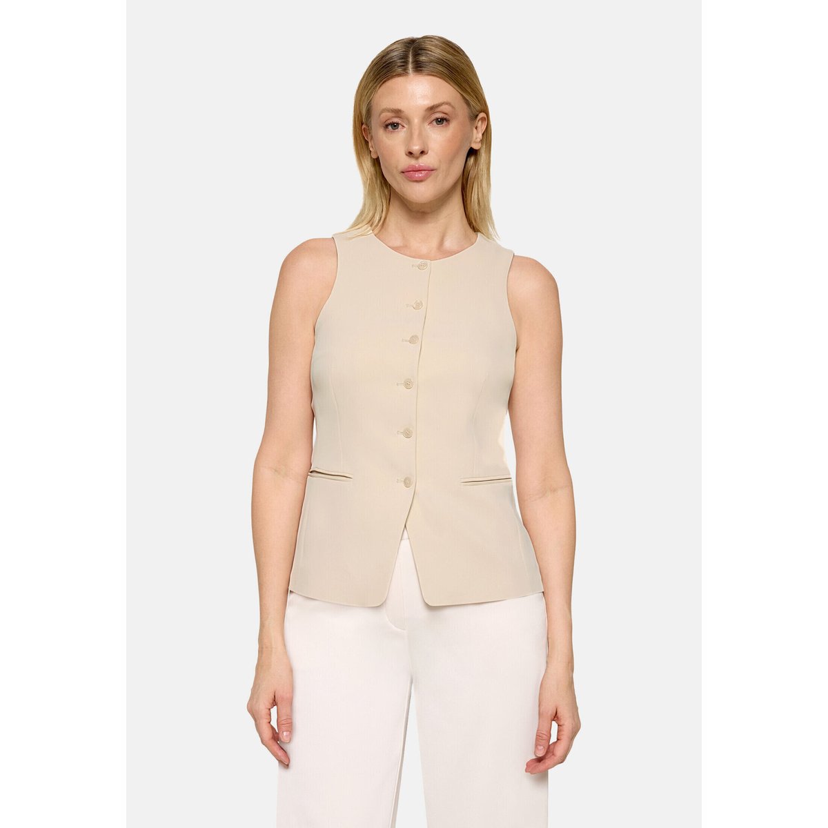 gilet long à patte de boutonnage champagne sorbet, VERA MONT