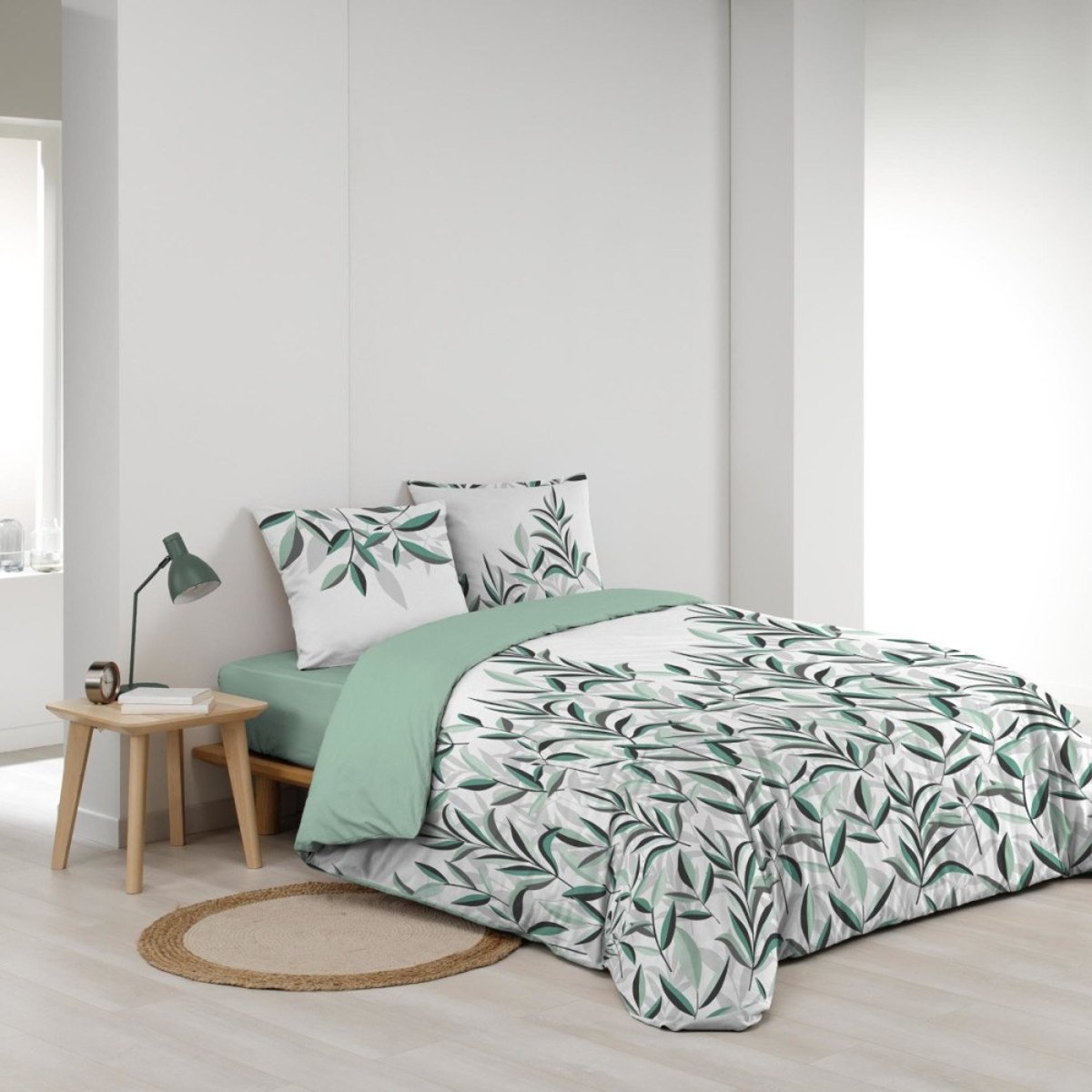 Housse De Couette 240x220 + 2 Taies 100% Coton 57fils Eldorado vert, DECORATIE
