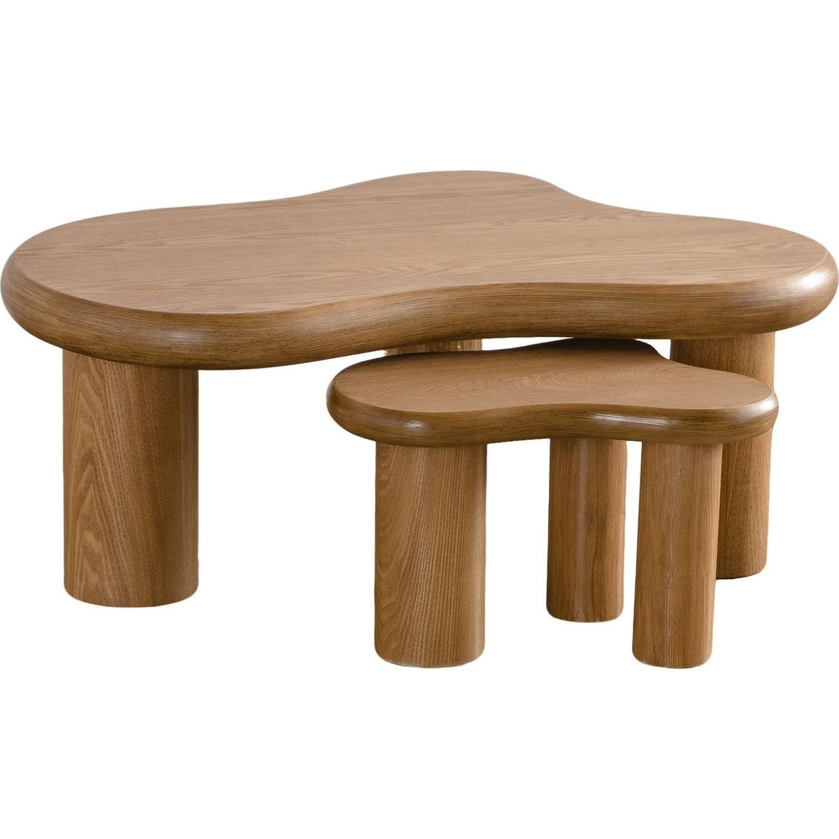 Lot de 2 tables basses organiques gigognes - WAVE bois, HOMIFAB