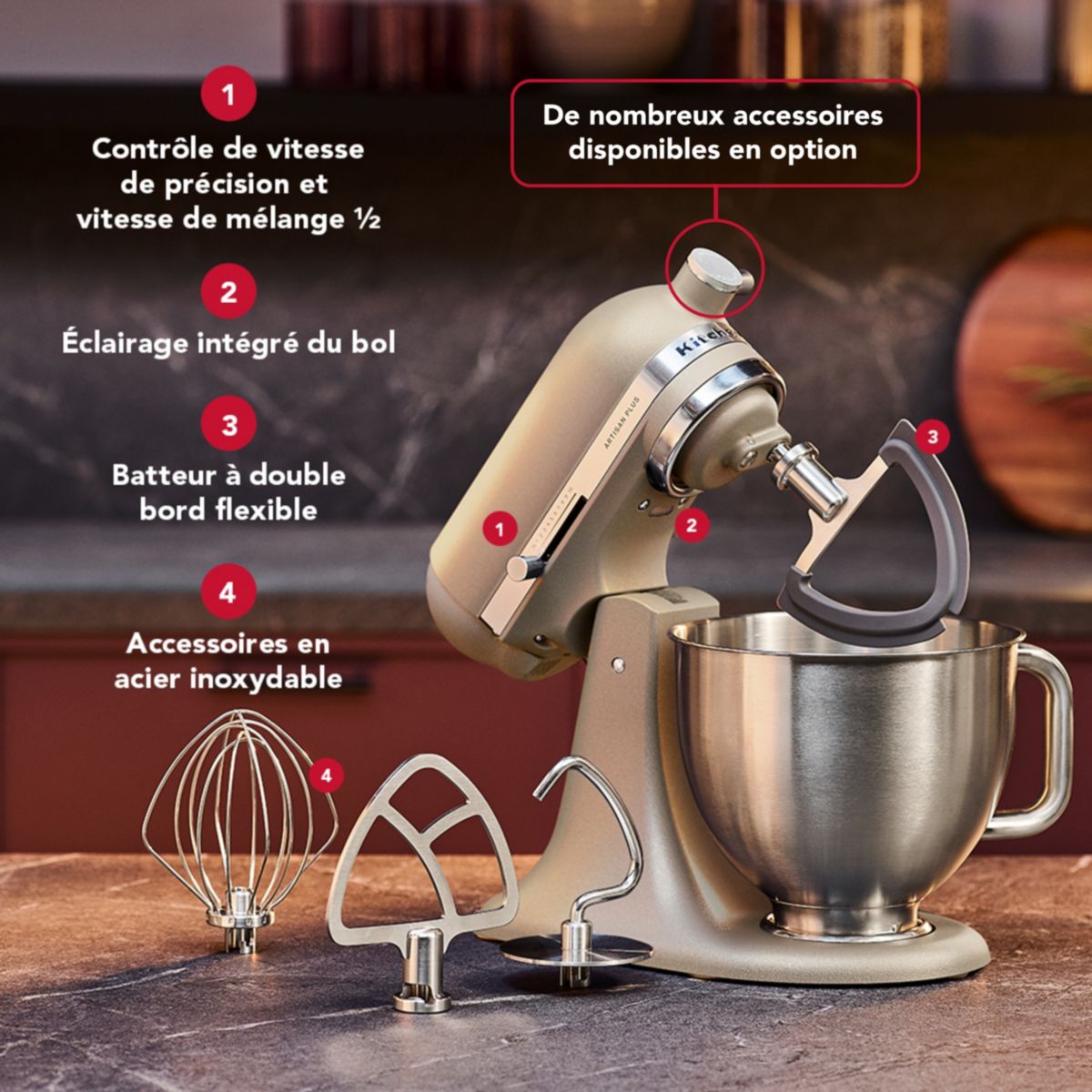 Robot pâtissier 5KSM50PKVEOC Artisan Plus Avoine couleur unique, KITCHENAID