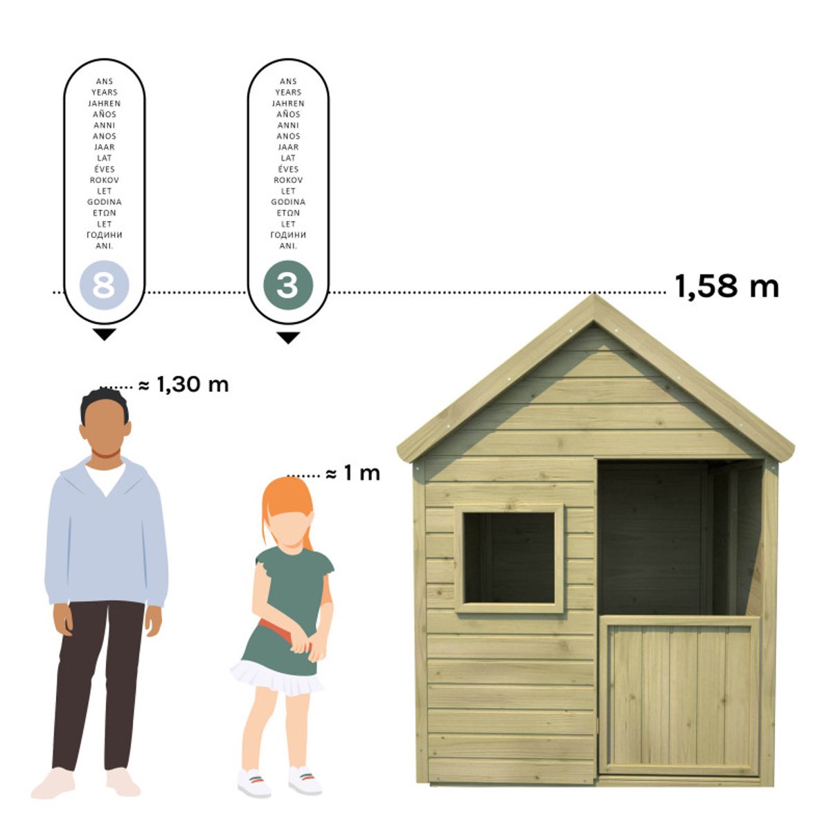 Maisonnette en bois traité pour enfantr MARINA marron, SOULET