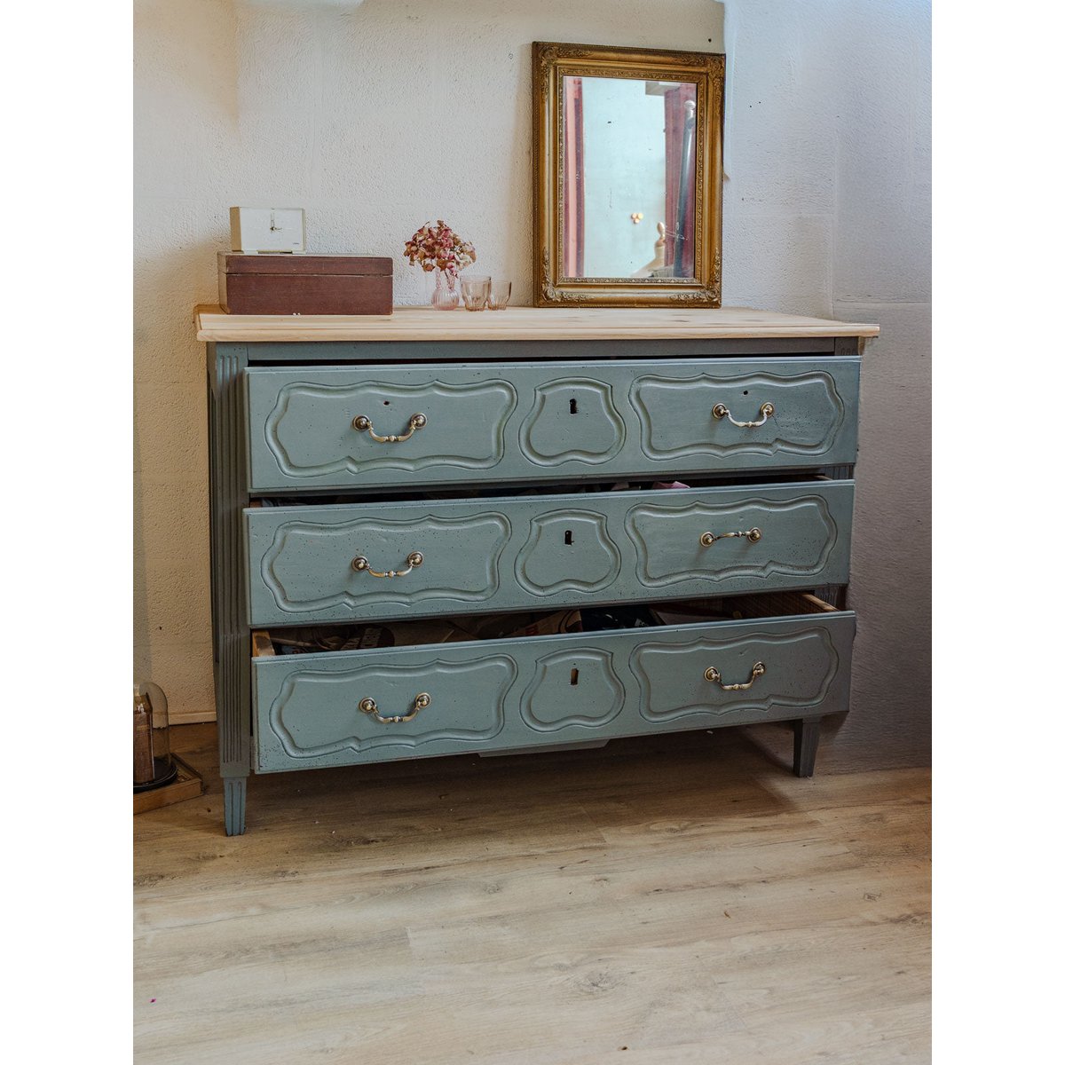 Commode en bois Olga N°331 - Bon état bois clair, DEBONGOUT
