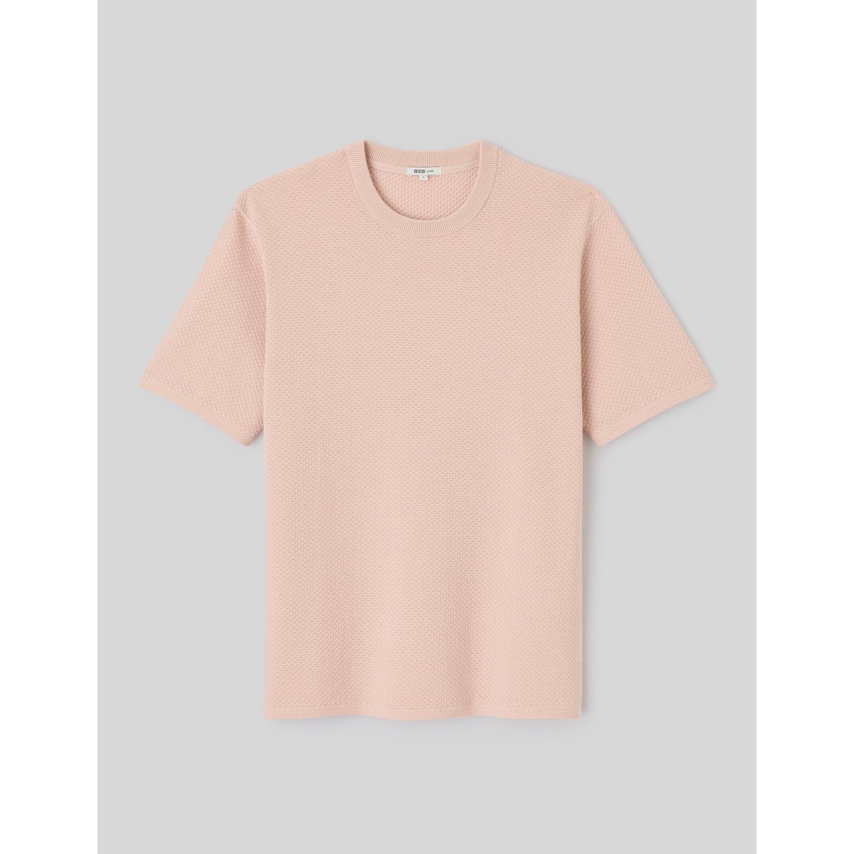 T-shirt maille texturée rose pâle, BZB