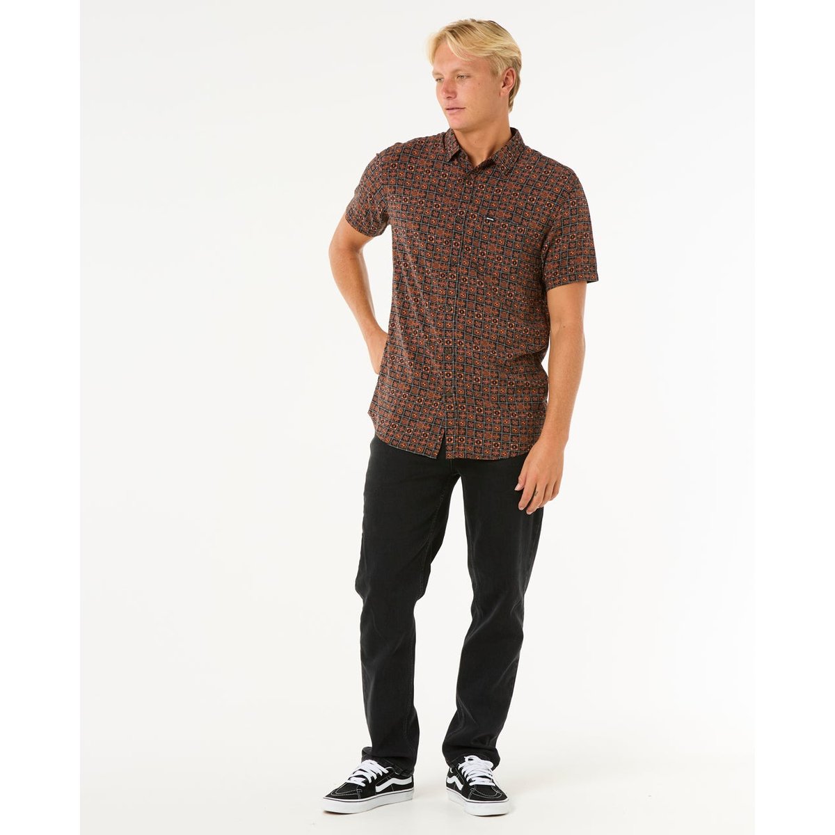 Chemise FUN TIMES S/S SHIRT black/orange, RIP CURL