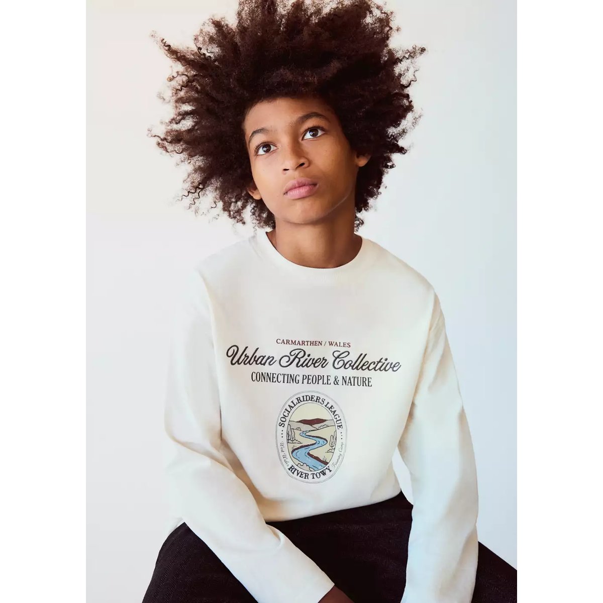 T-shirt oversize imprimé blanc cassé, MANGO KIDS