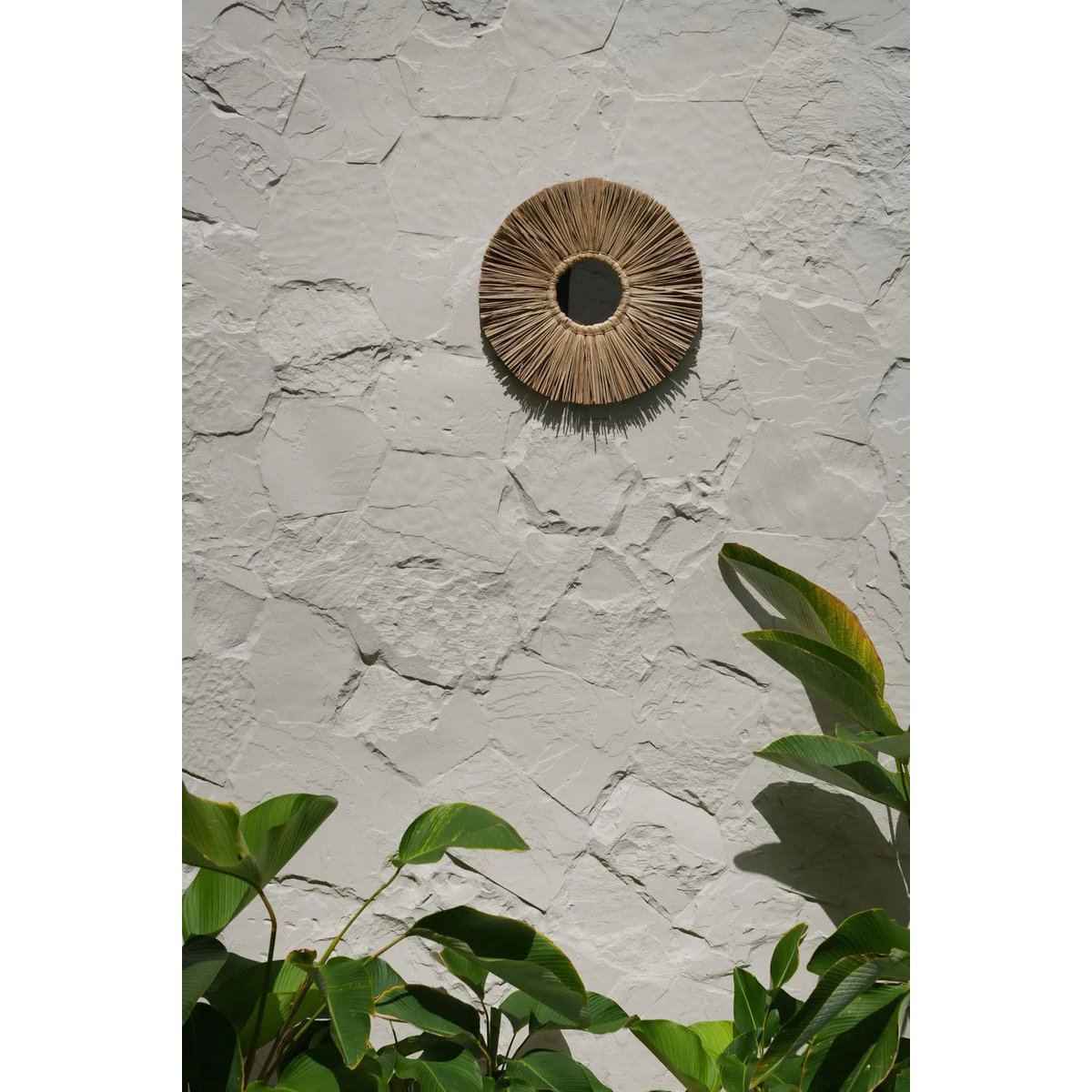 Miroir en herbe et verre ALANG beige, BAZAR BIZAR