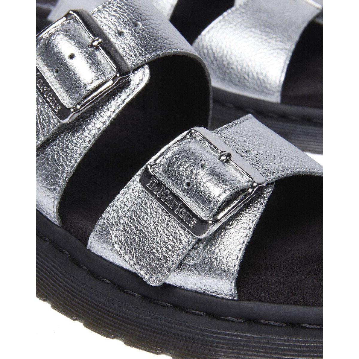Sabot in pelle Josef Slide Silver Metallic Tumble argent, DR. MARTENS