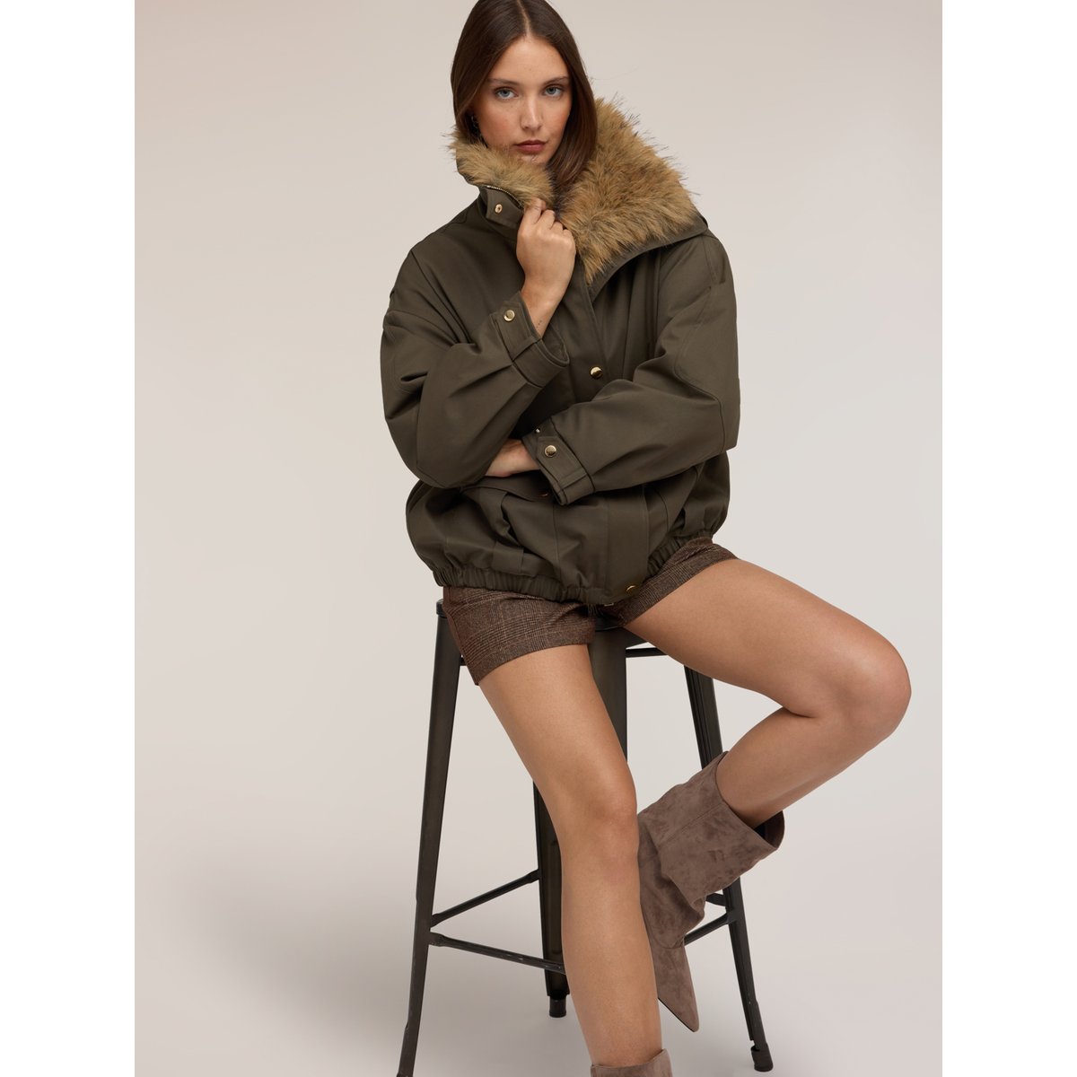 Veste oversize à col verde militare, MOTIVI