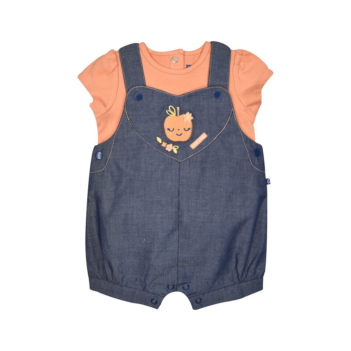 Tee shirt salopette gwenola court bebe bleu, SUCRE D'ORGE