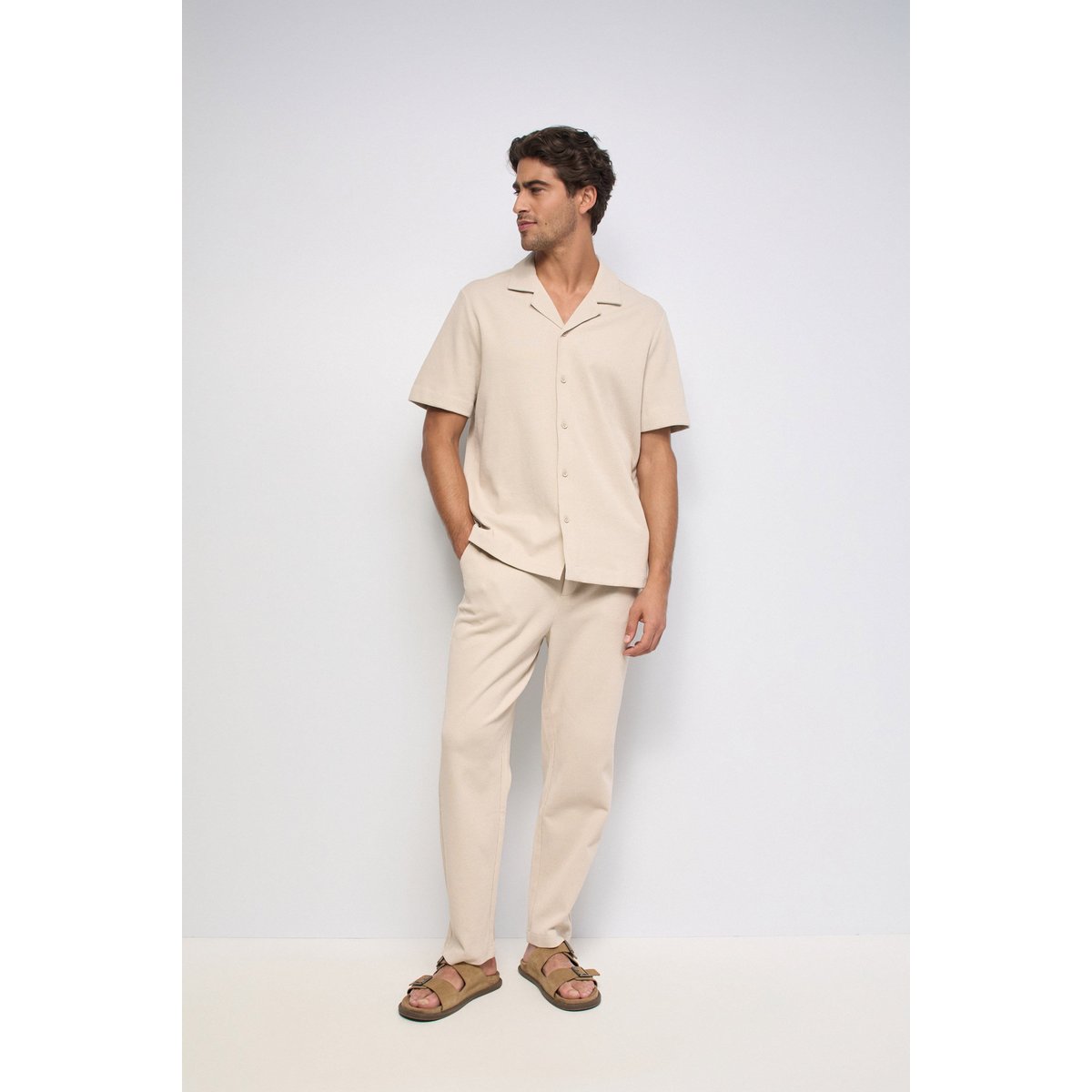 CHEMISE TEXTURÉE À MANCHES COURTES beige, SALSA JEANS