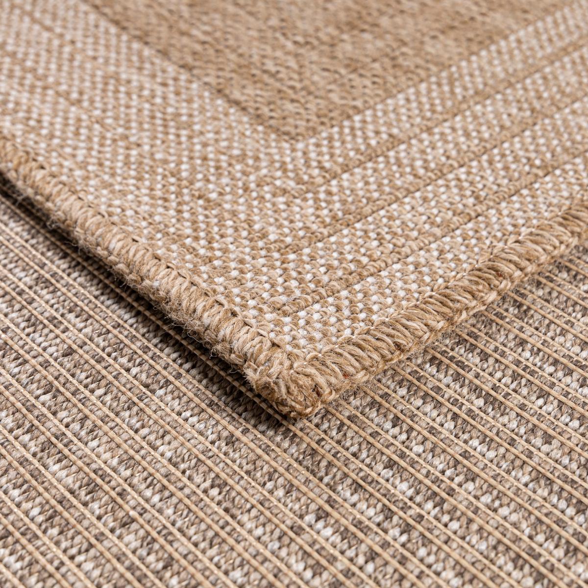 Tapis rond d'extérieur tissé kilim JUTE ART 7 beige, blanc, UN AMOUR DE TAPIS