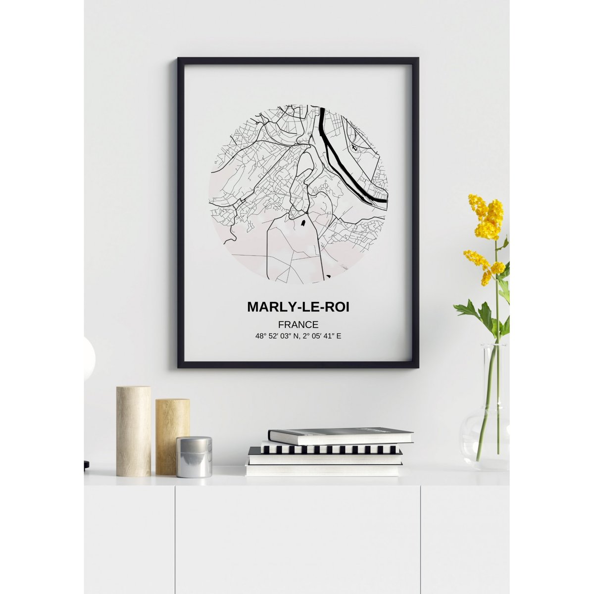 Affiche Carte Marly-le-Roi blanc, L'AFFICHERIE