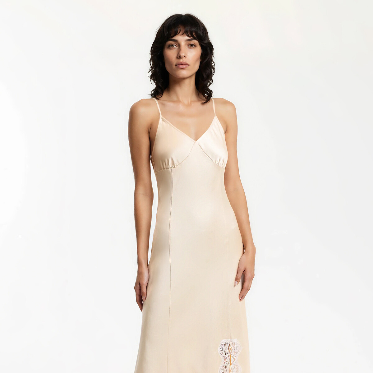 Satin Maxi Cami Dress pastel yellow, LA REDOUTE COLLECTIONS