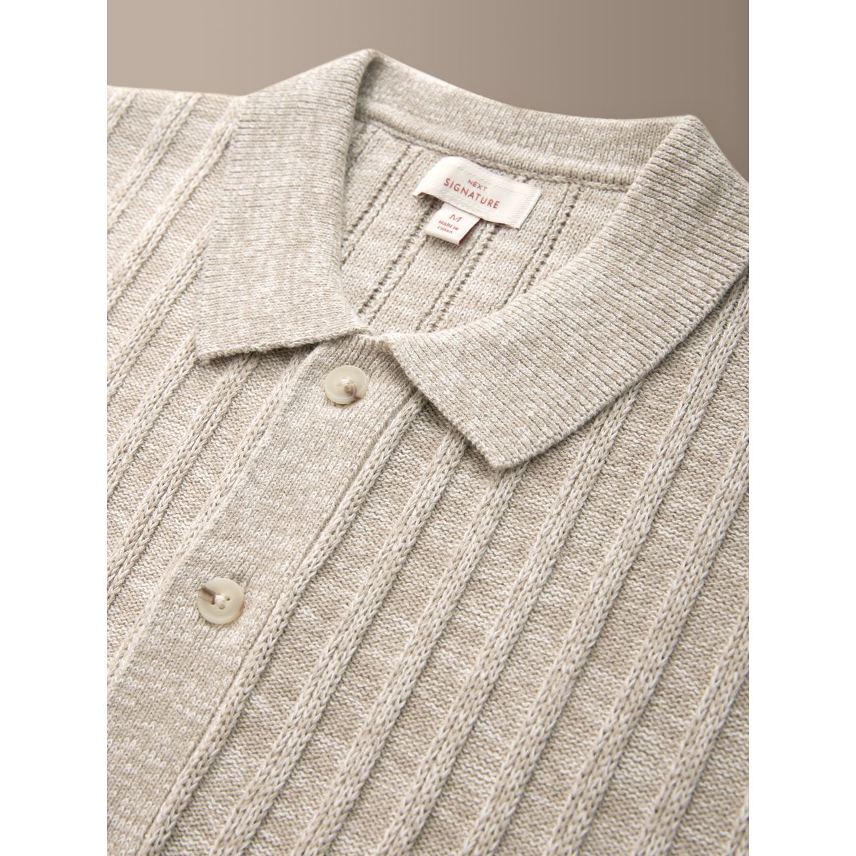 Chemise en maille à rayures lin signature naturel, NEXT
