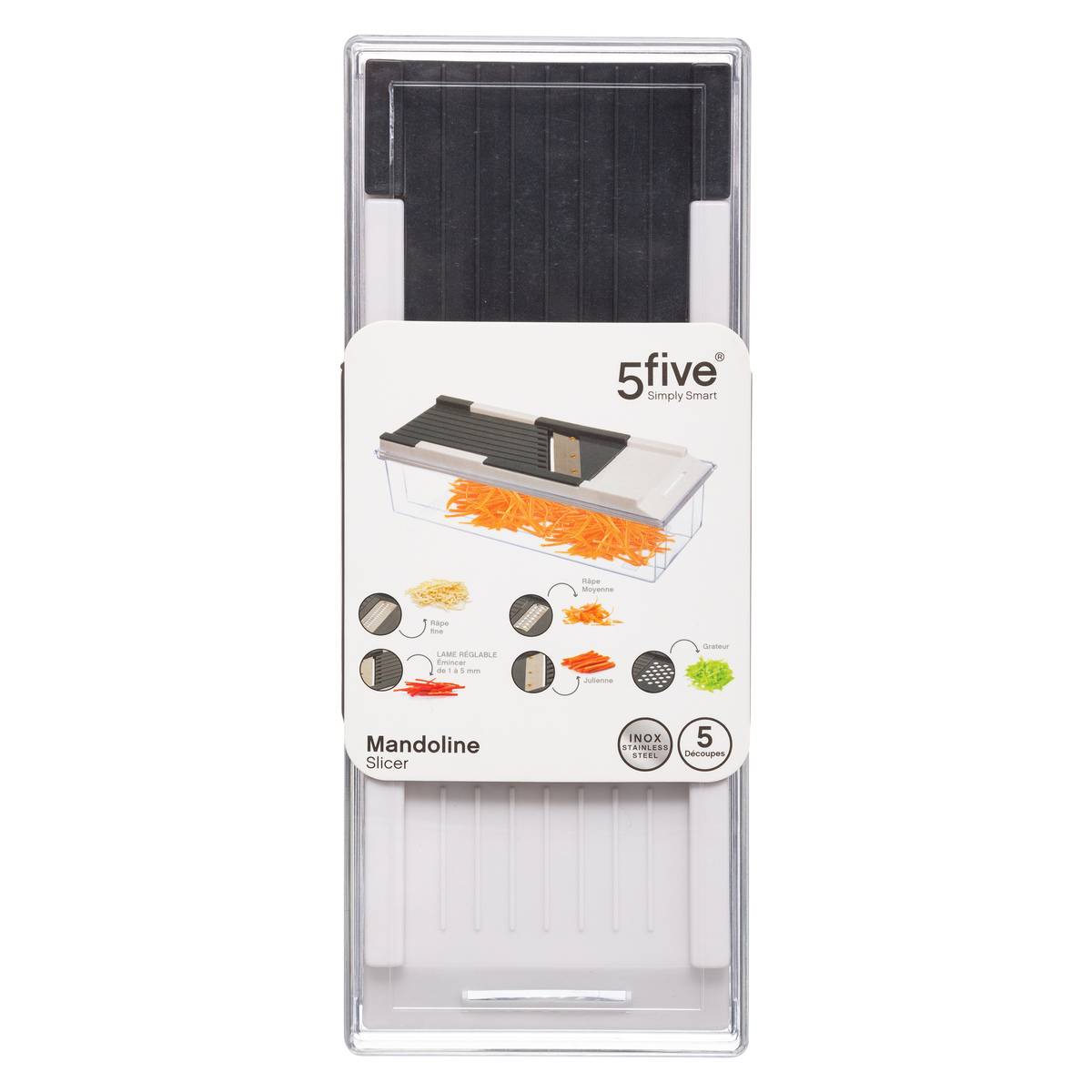 Mandoline multidécoupe 11 pièces ESSENTIELS gris foncé, 5FIVE SIMPLY SMART