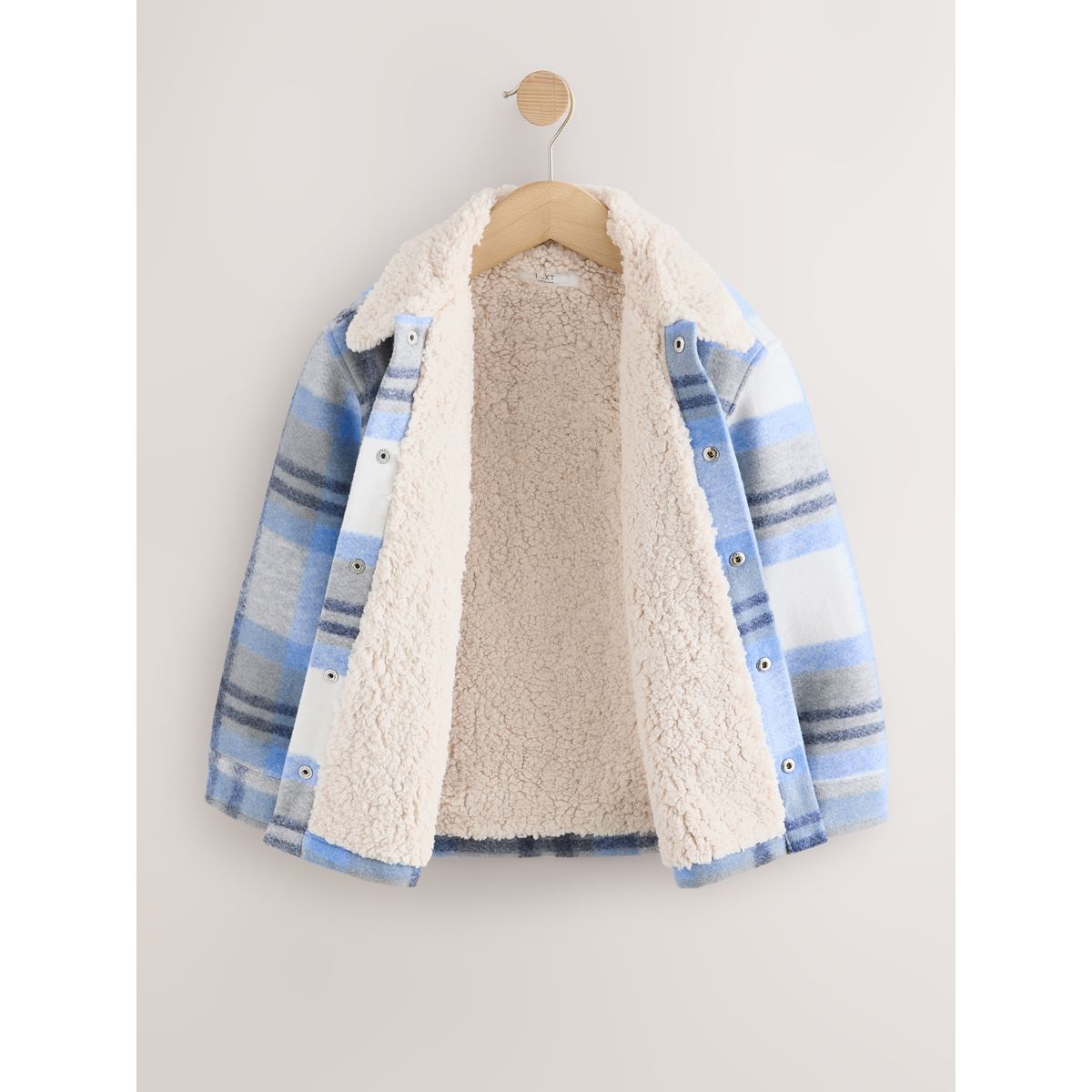 Veste-chemise avec doublure peau lainée carreaux bleus, NEXT