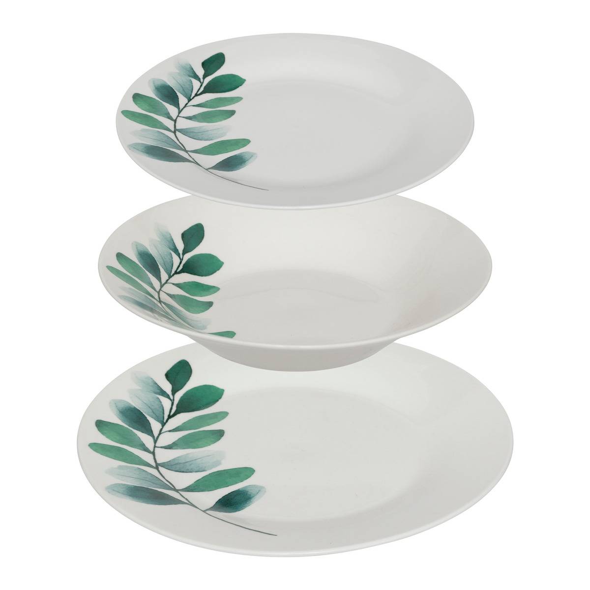 Service de table 18 pièces en porcelaine VÉGÉTAL blanc, SECRET DE GOURMET