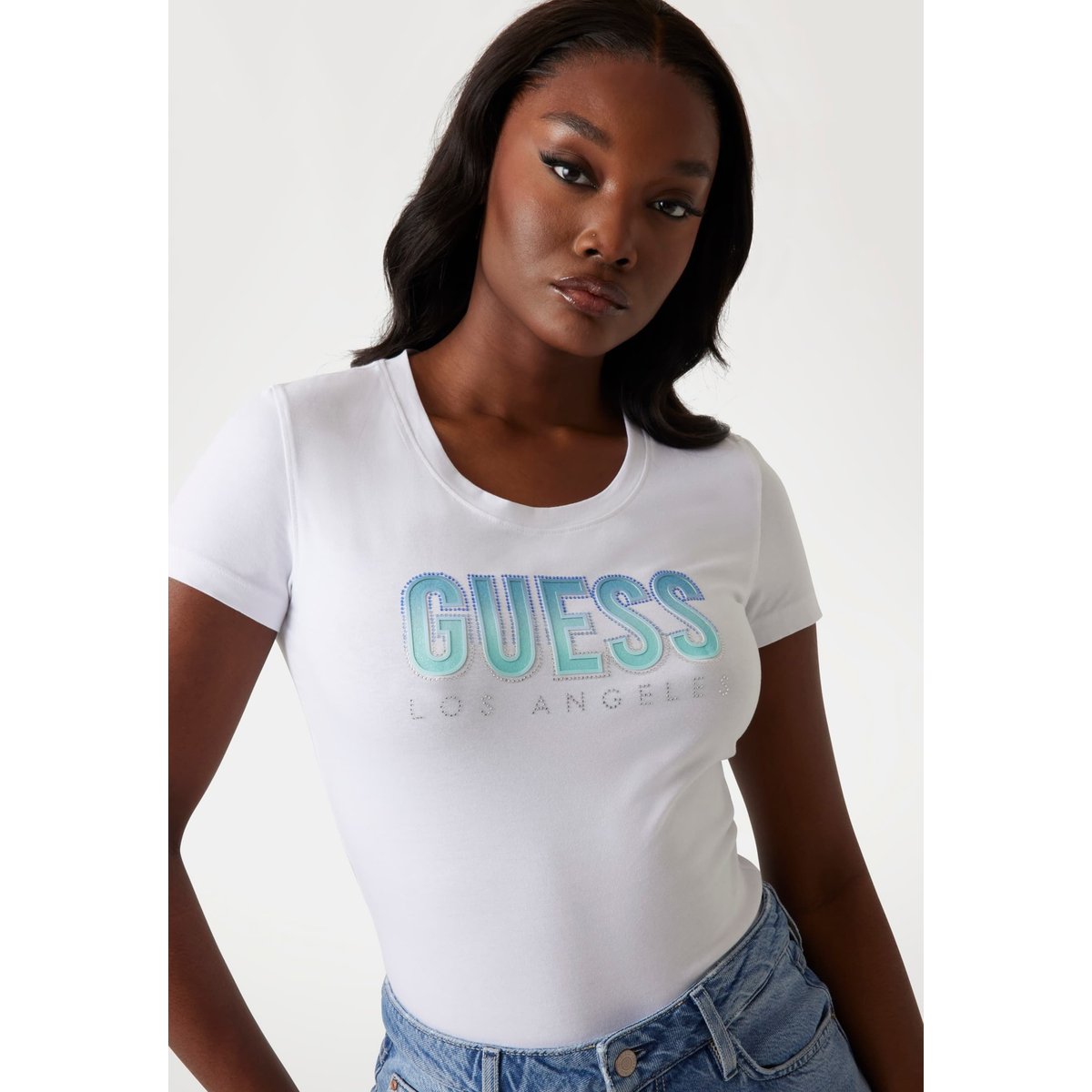 T-Shirt Logo Dégradé blanc, GUESS