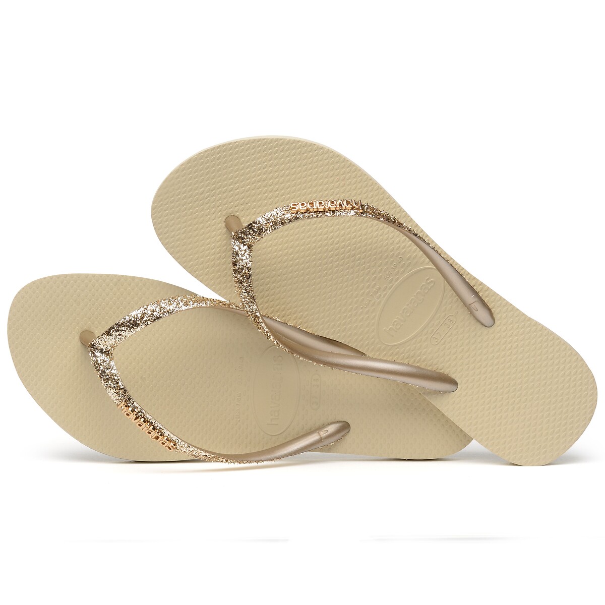 Zehenpantoletten Slim Glitter II sand, HAVAIANAS