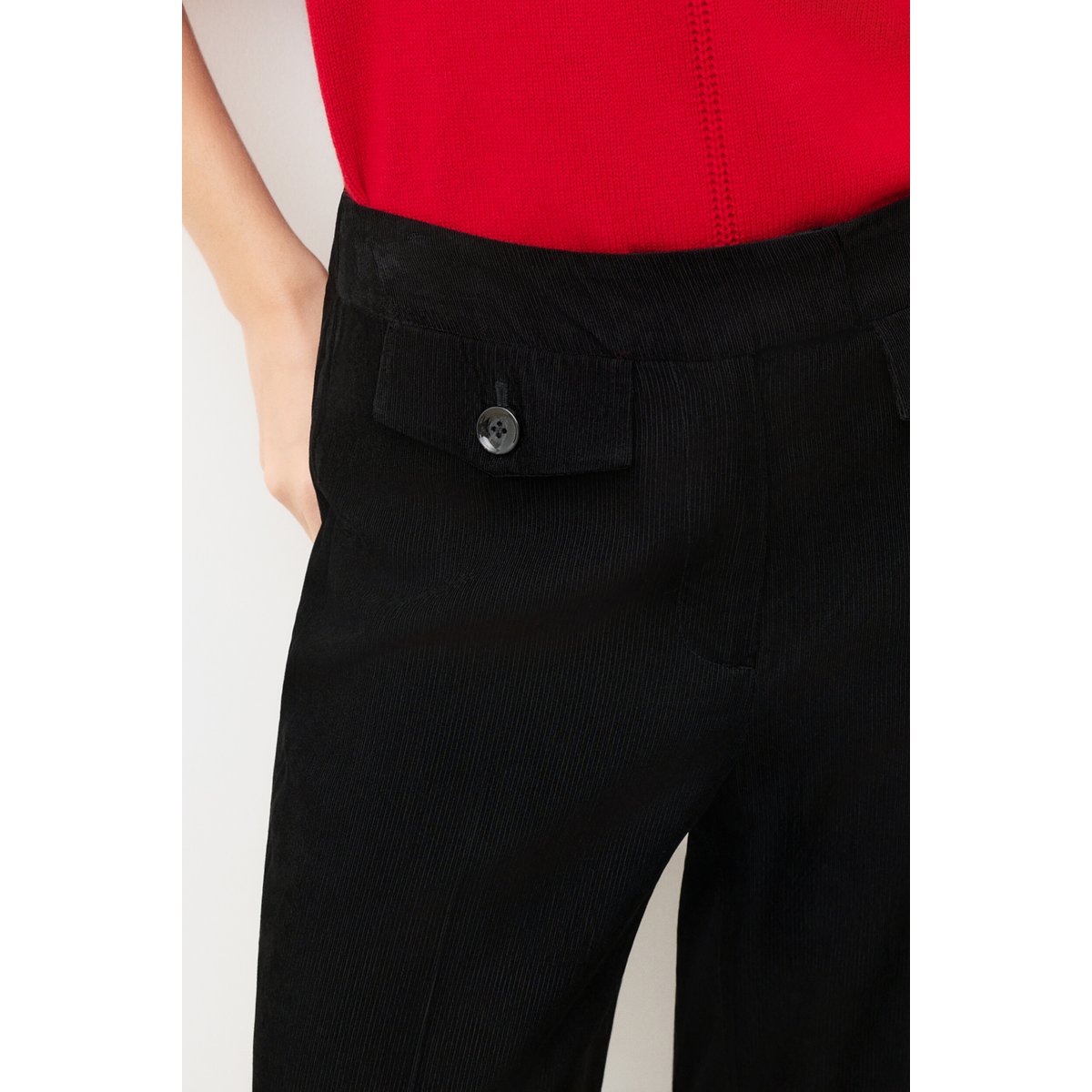 Pantalon droit effet velours PARCHIBALD noir, CAROLL