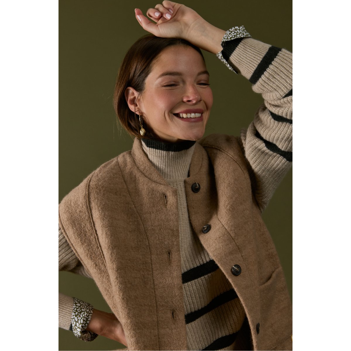 Pull col montant - laine irish cream/otranto, ARMOR-LUX