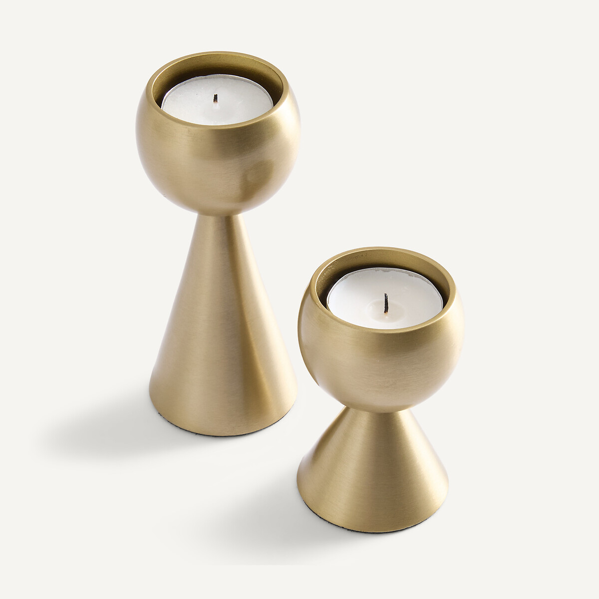 Lot de 2 bougeoirs en inox brossé, CAESA laiton mat, AM.PM