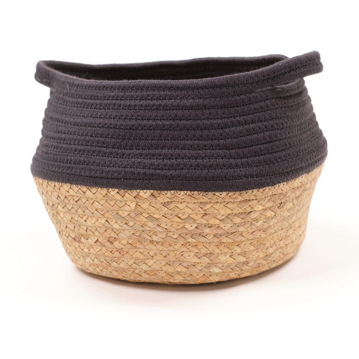 Panier rond tressé coton uni LA FACTORY gris anthracite, FACTORY