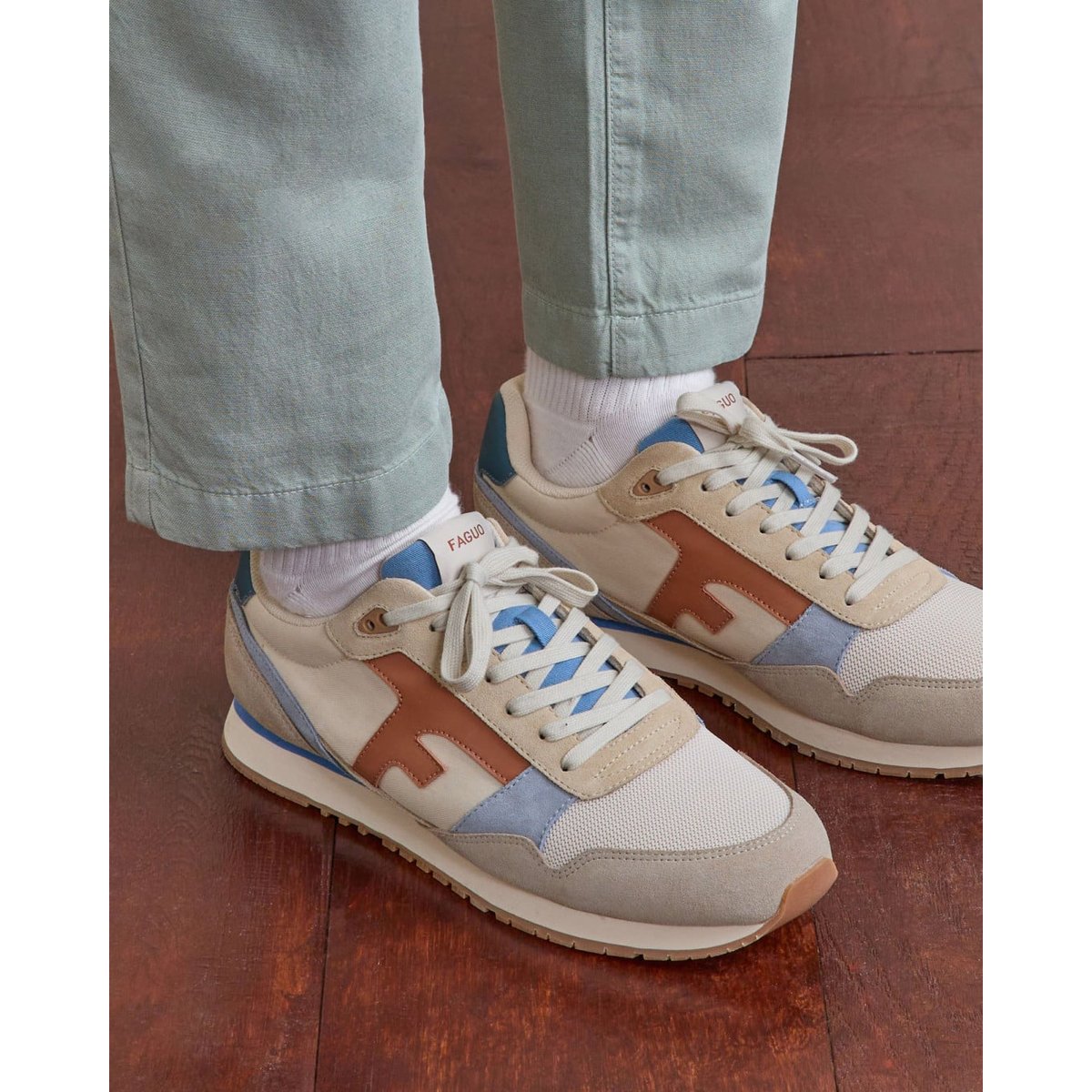 Running tissu suede ELM crème fauve, FAGUO