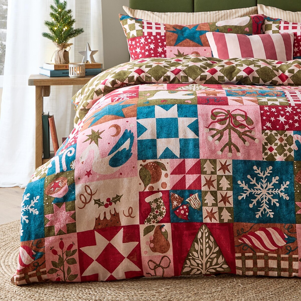 Fika Reversible Festive Duvet Cover and Pillowcase Set multi-coloured, FURN.