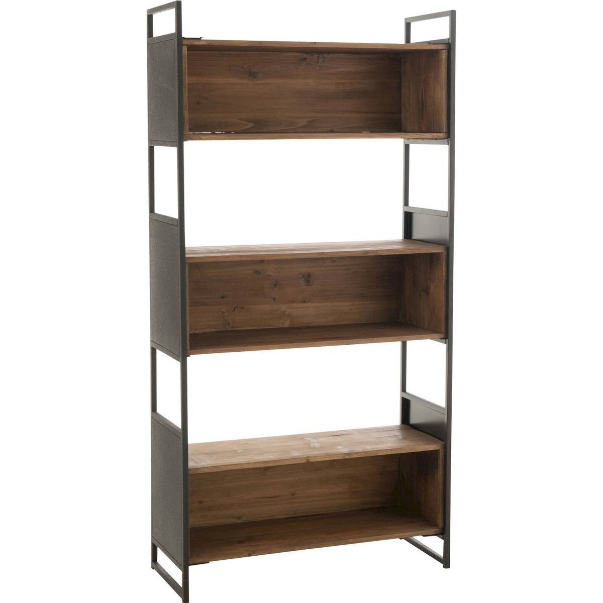 Étagère bois recyclé et métal style industriel naturel et noir, RECOLLECTION