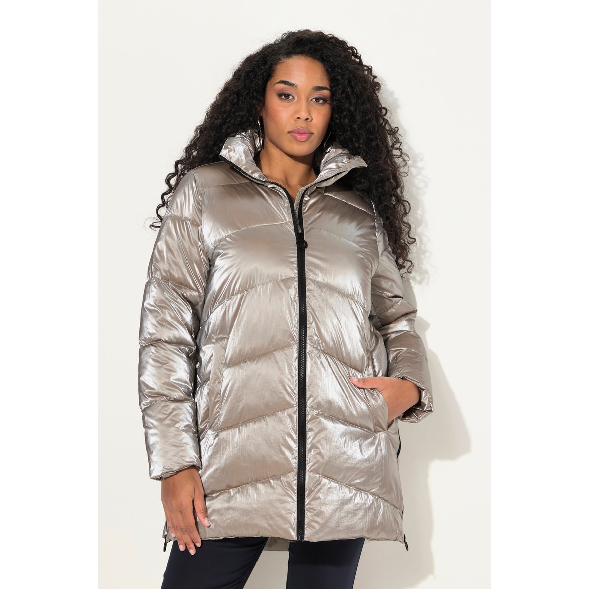 Veste matelassée longue argent, ULLA POPKEN