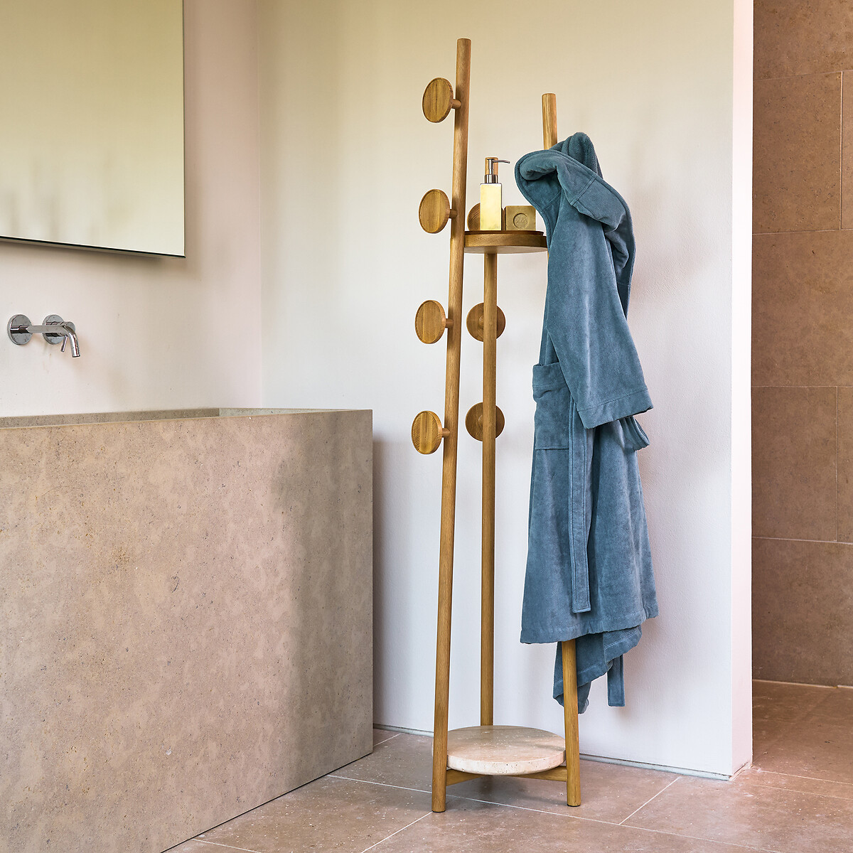 Porte-manteau patères chêne et travertin, Madilgo chêne naturel, AM.PM