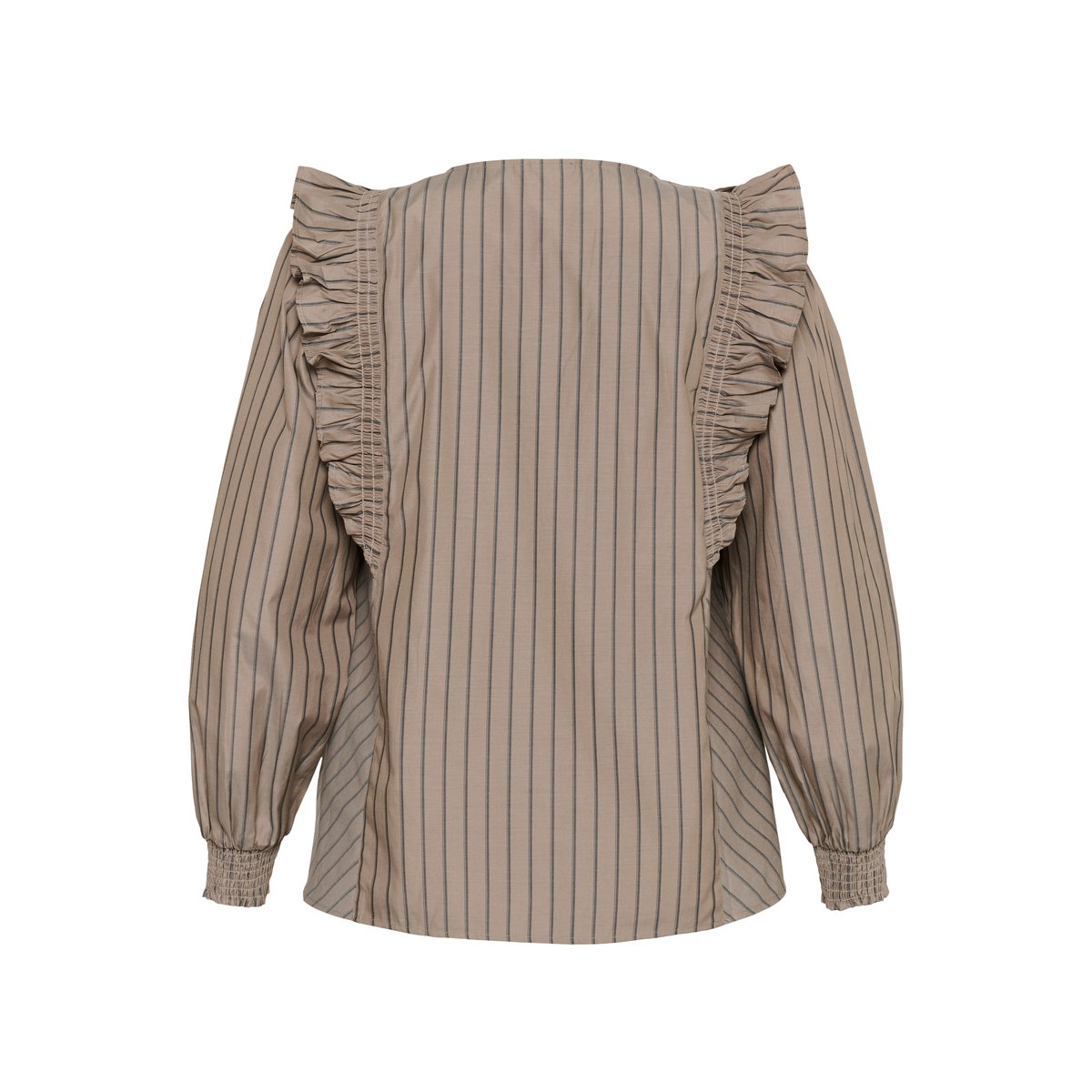 Blouse à manches longues beige morel black coffee stripe, KAFFE CURVE
