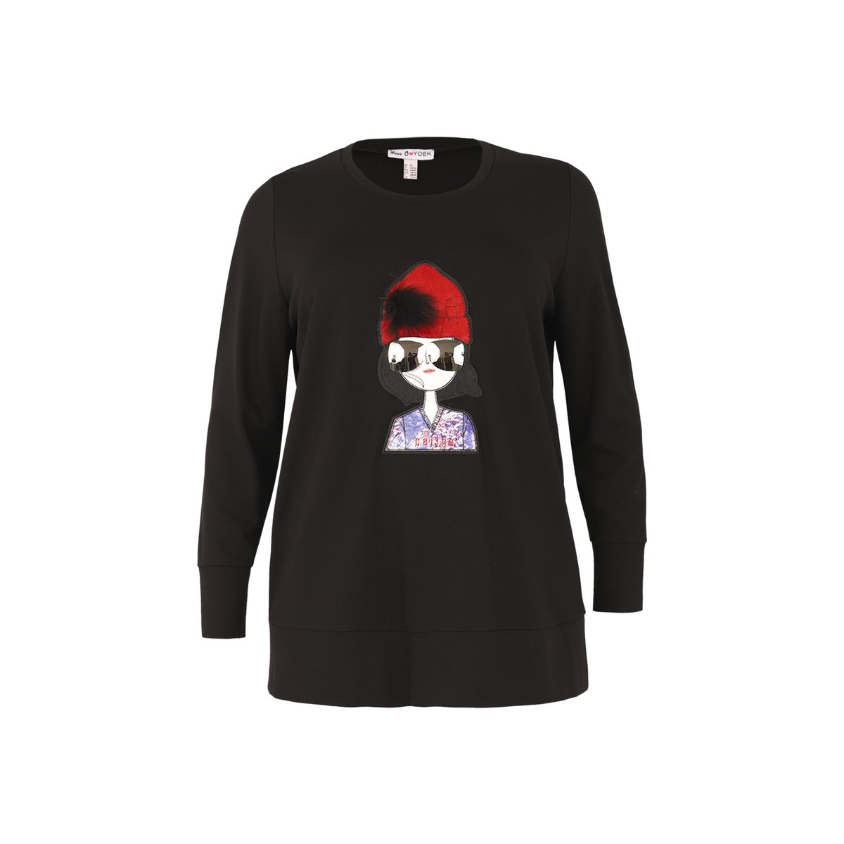 Sweatshirt avec manches longues noir, YOEK