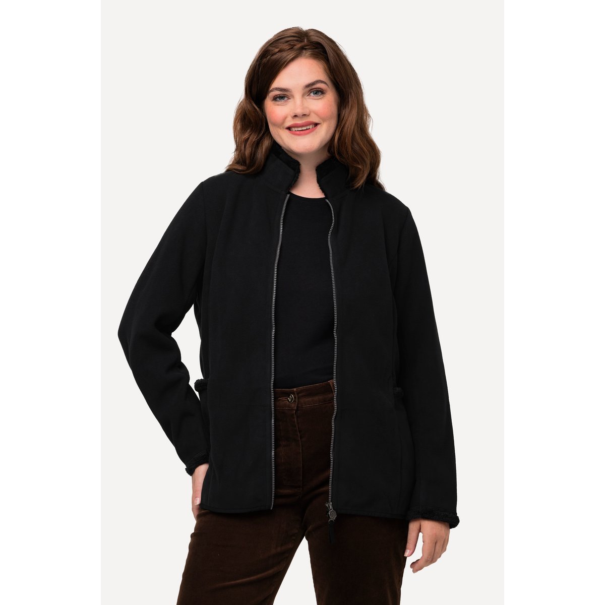 Veste en polaire esprit Janker, col montant noir, ULLA POPKEN