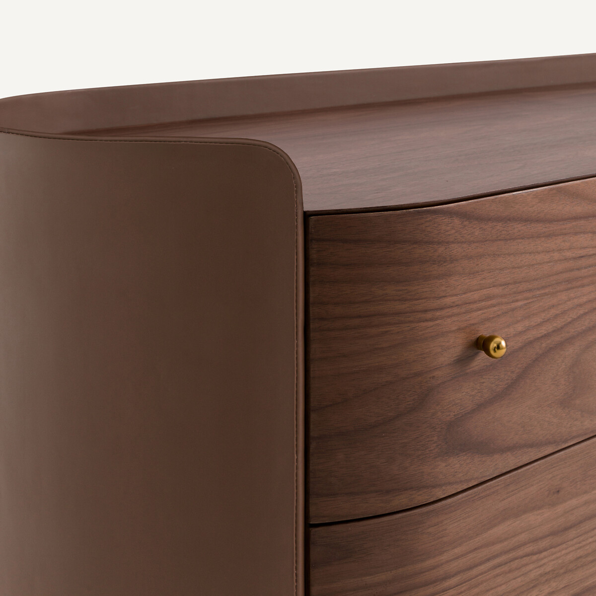 Firmo Chest of Drawers in Walnut and Leather Veneer with 6 Drawers walnut, AM.PM
