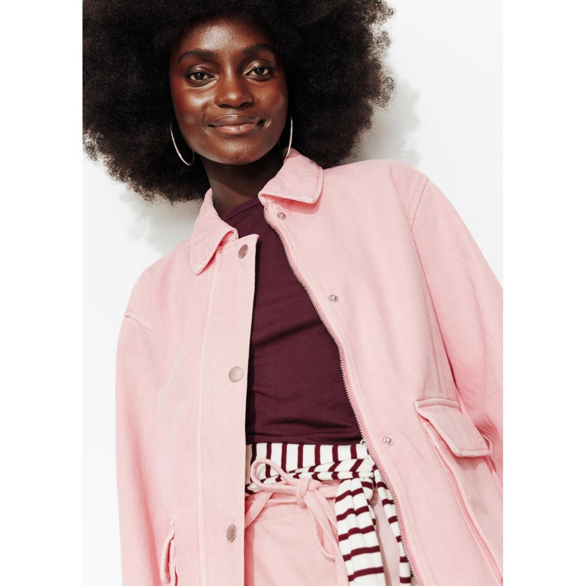 Veste workwear en jean rose, PROMOD