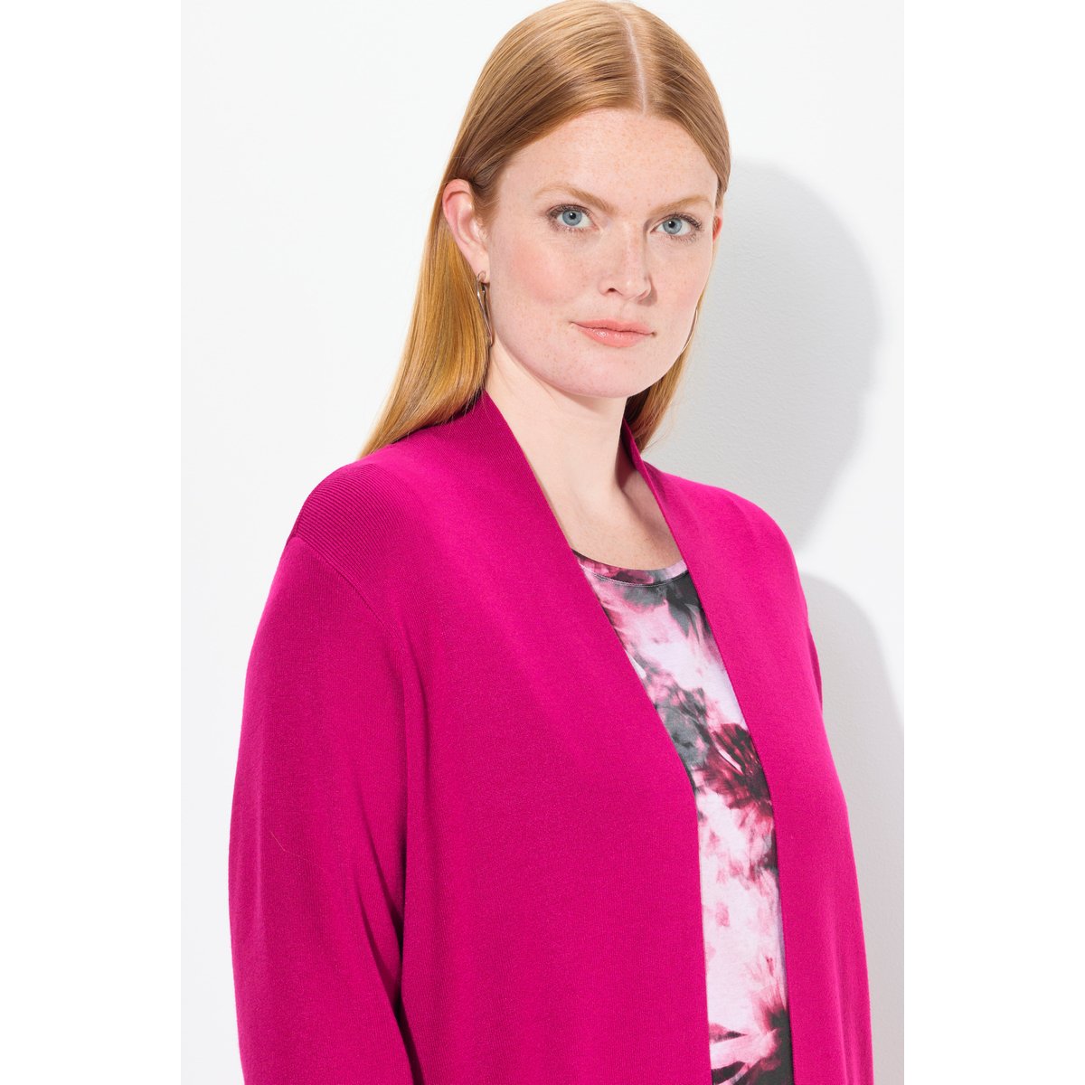 | Cardigan long | Coupe ouverte | Tricot magenta, ULLA POPKEN